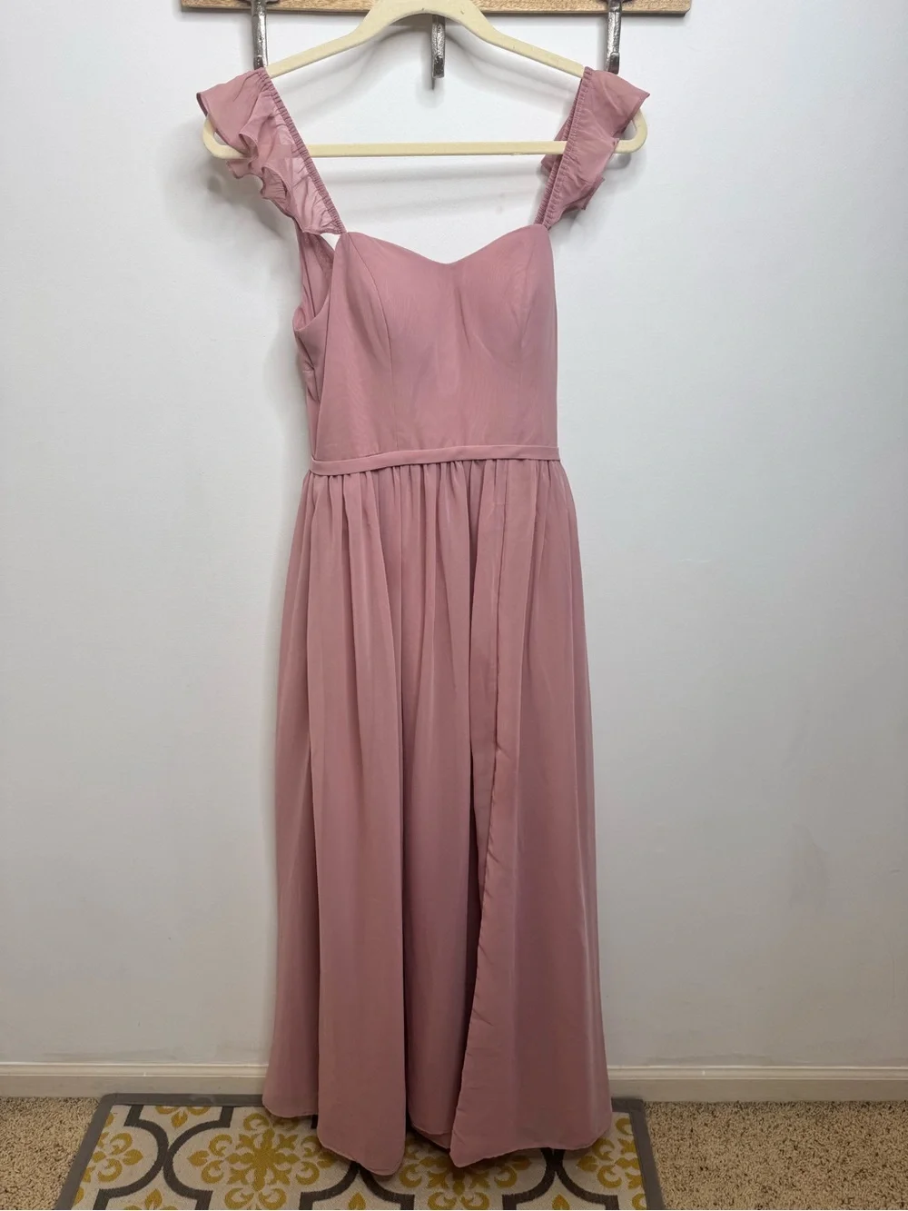 Azazie Everett Dusty Rose Chiffon Dress - Picture 4 of 9